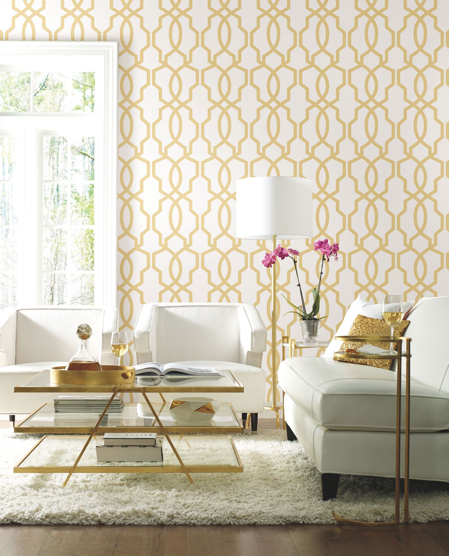 Hourglass Trellis Yellow Wallpaper large image 