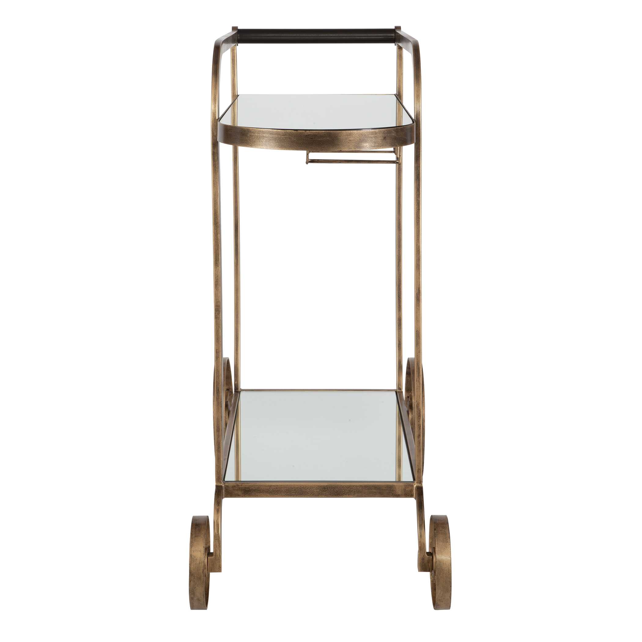 Carrinho Antique Brass Bar Cart, Furniture by Uttermost, 38.25" width x 36.25" height x 16.25" depth View 6