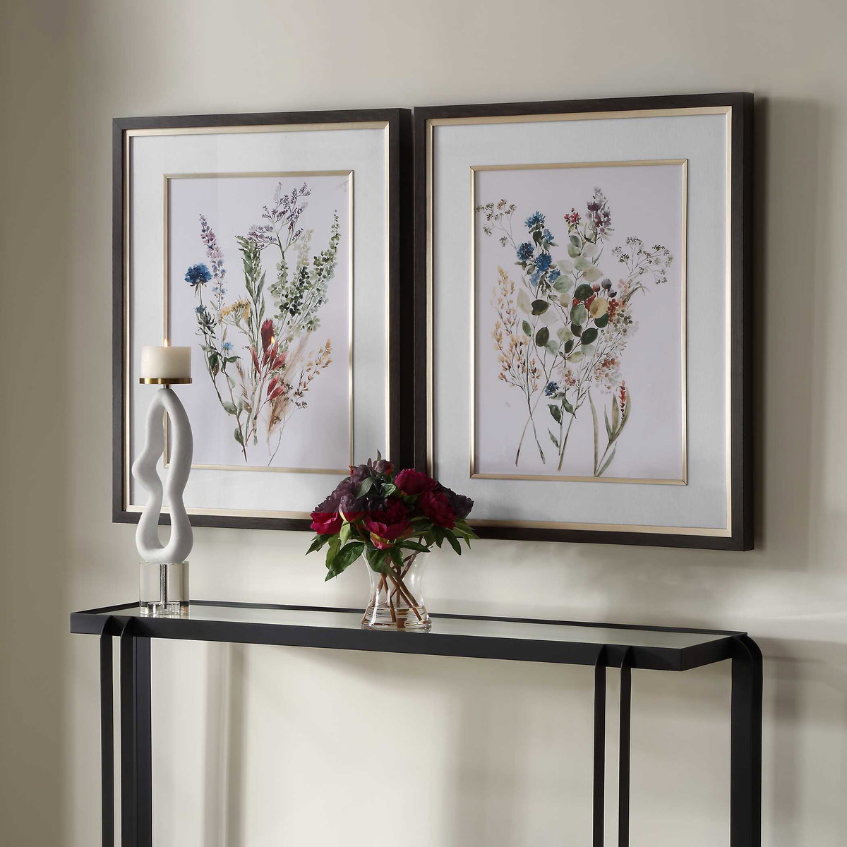 Delicate Flowers Framed Prints Set/2, by Uttermost, 2'3.62" width x 2'9.62" height x 2" depth View 4