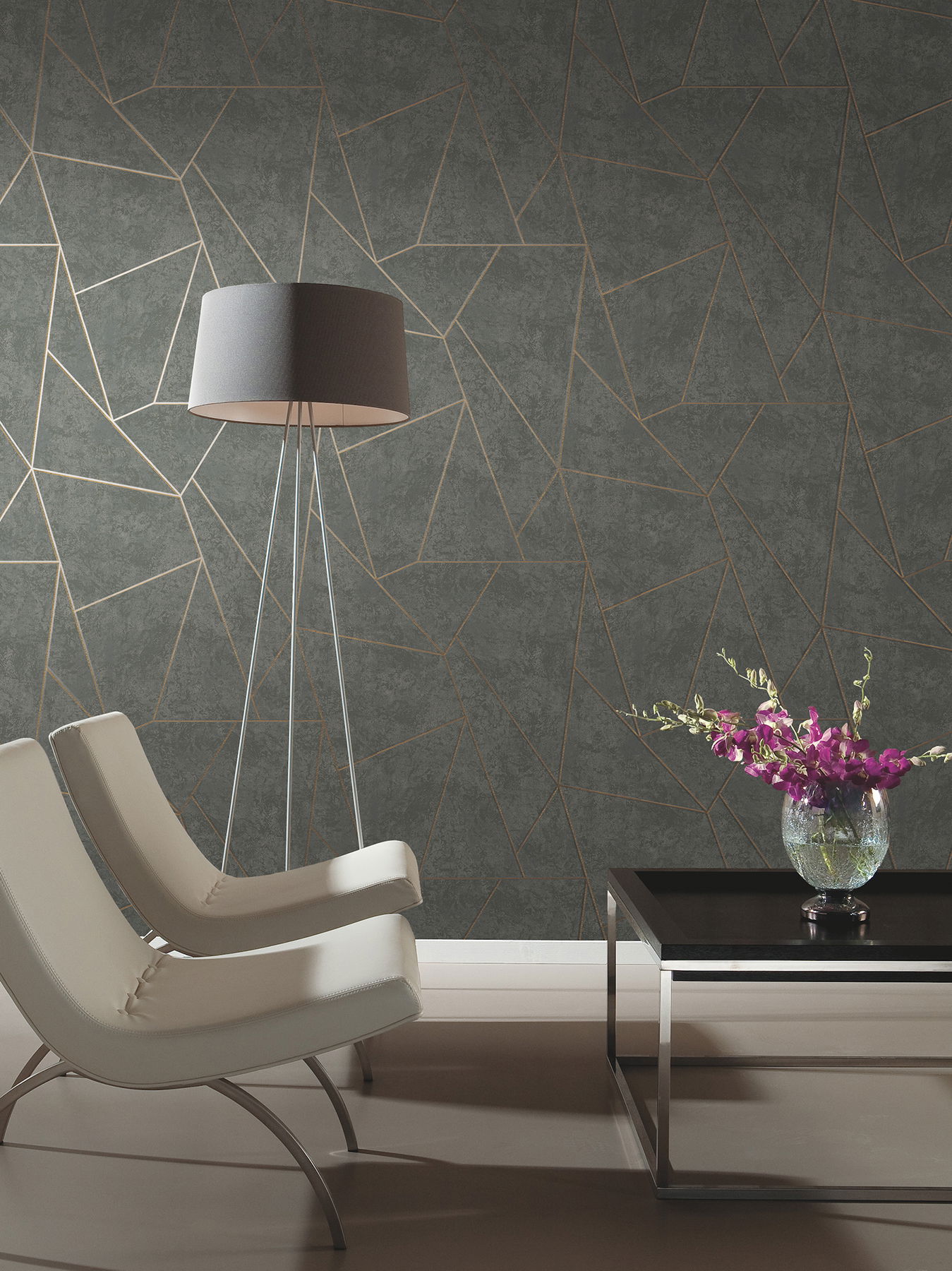 Nazca Dark Grey & Gold Wallpaper, by York Wall, 32'9.6" length x 1'8.8" width x 0.02" depth View 3
