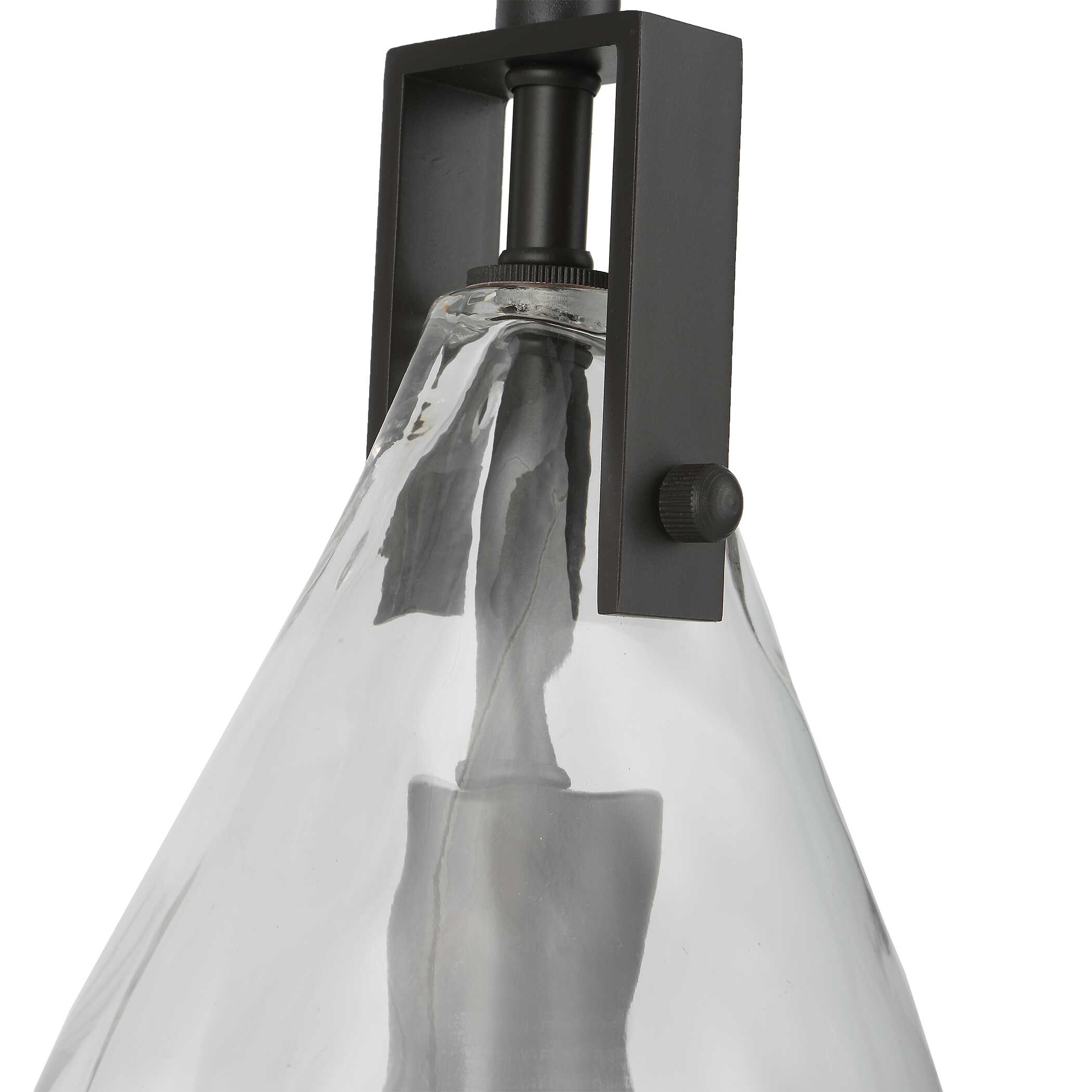 Campester 1 Light Watered Glass Mini Pendant, Ceiling Light by Uttermost, 8.5" width x 14.25" height x 4.12" depth View 7