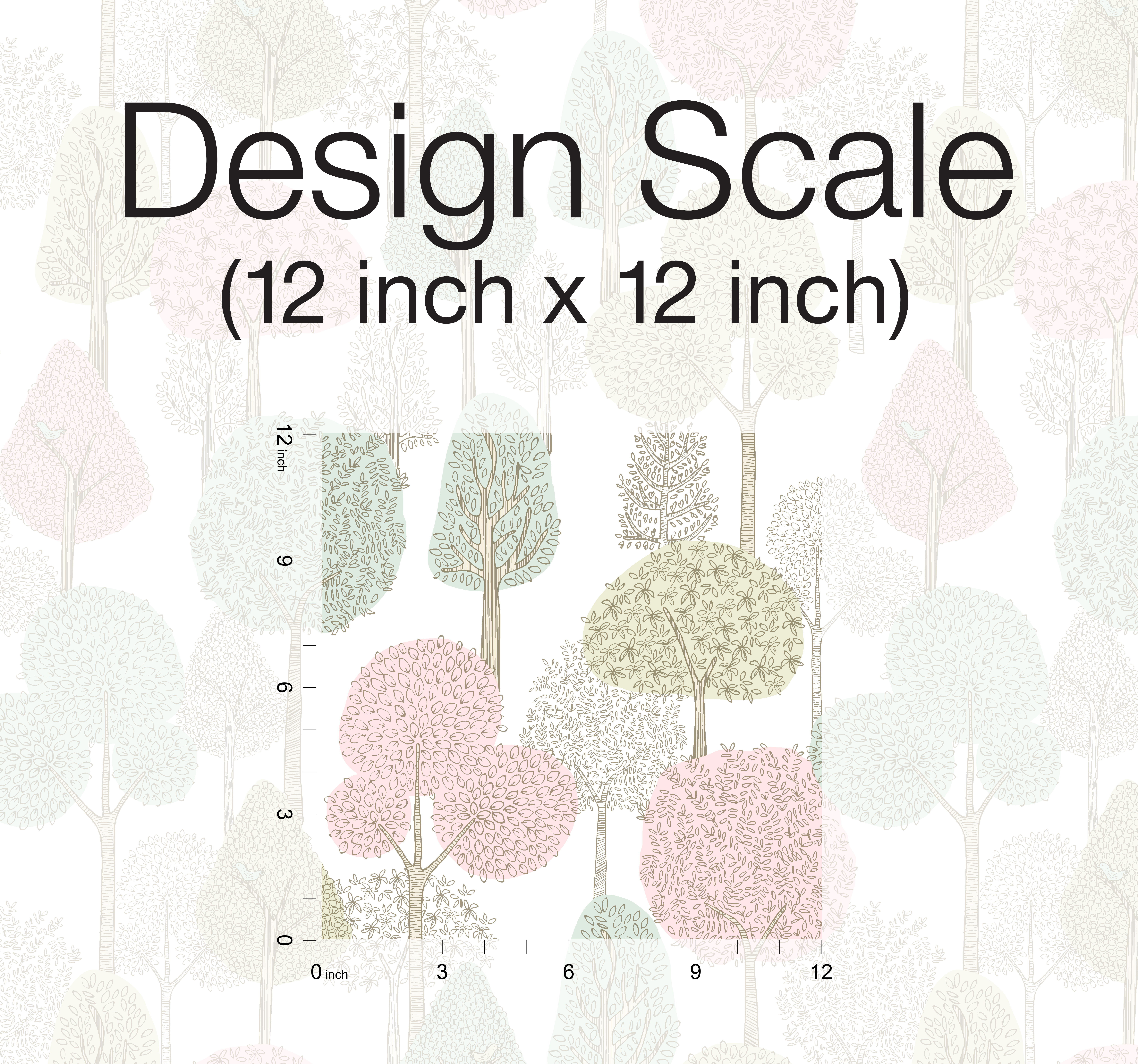 Treetops Pink & Mint Peel & Stick Wallpaper large image 