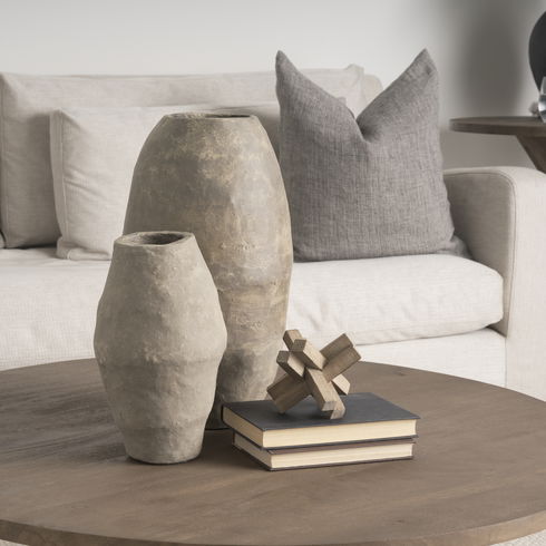 Rundal Large Gray Paper Mache Vase