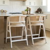 Tabitha Low Back 26.75in Seat Counter Stool | Beige Fabric with Wood, Counter & Bar Stool by Mercana, 23.25" length x 22" width x 36.75" height thumbnail 3