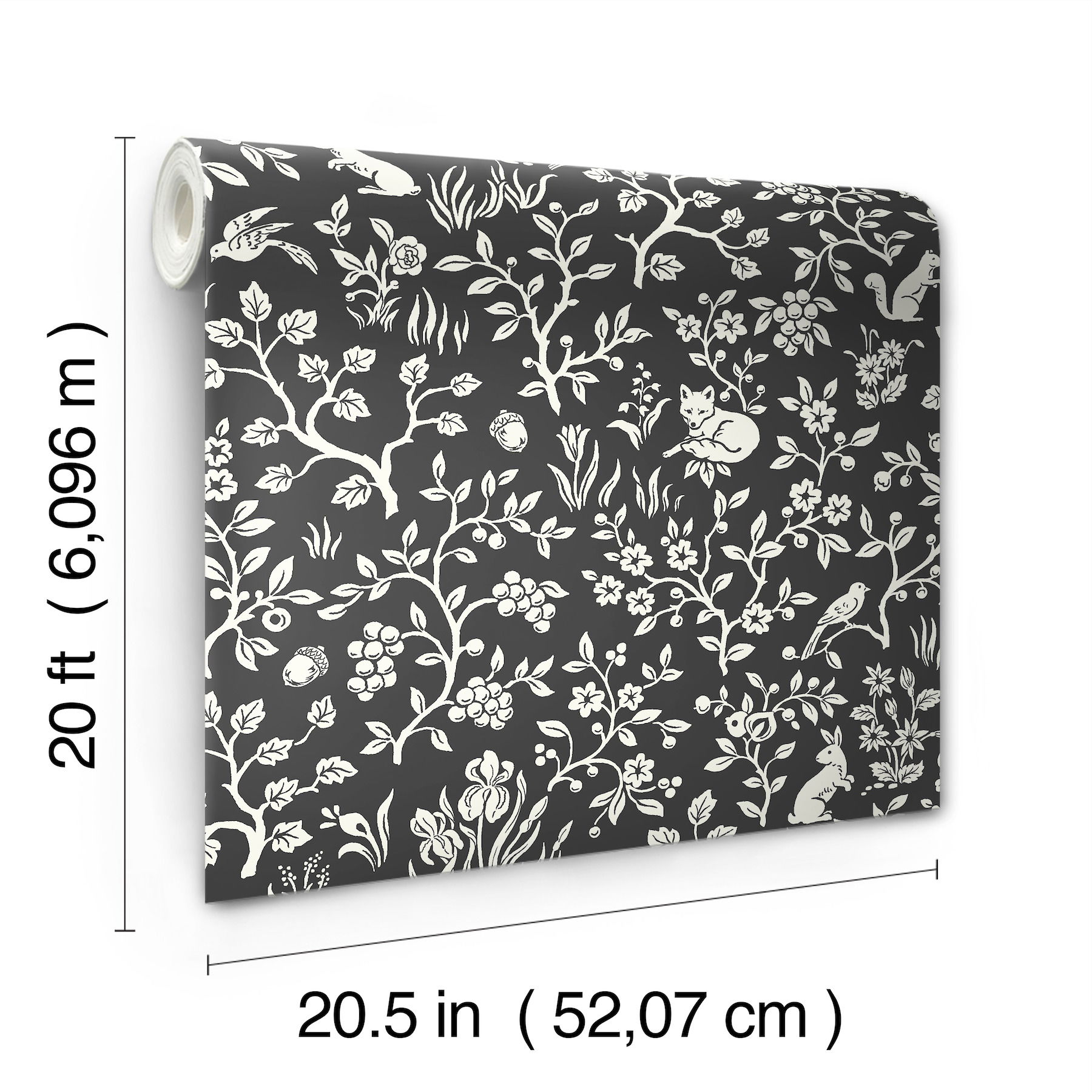 Magnolia Home Fox & Hare Black Peel & Stick Wallpaper large image 