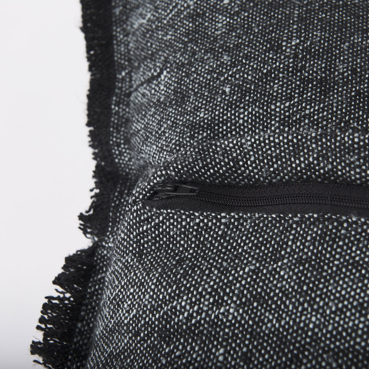 Malia 20x20 Black and Teal Fabric Fringed Pillow Cover, Decorative Pillow by Mercana, 20" length x 20" width x 0.2" height View 8