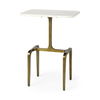 Preston  White Marble Top with Gold Metal Accent Table, Side & End Table by Mercana, 17.3" length x 11.3" width x 22.8" height thumbnail 1