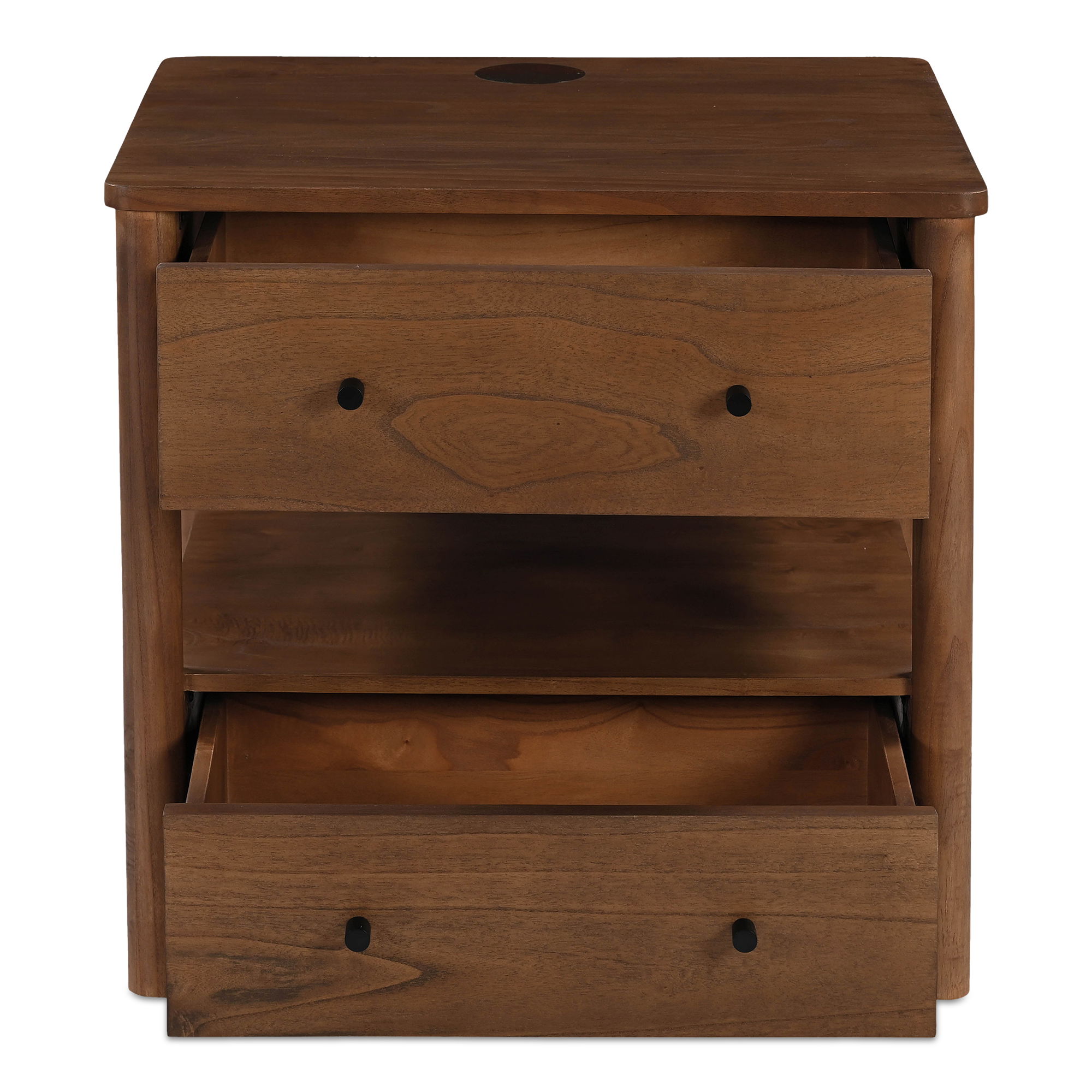 Lottie Charging Nightstand Brown, by Moe's Home, 28.5" width x 27.75" height x 24.5" depth View 4