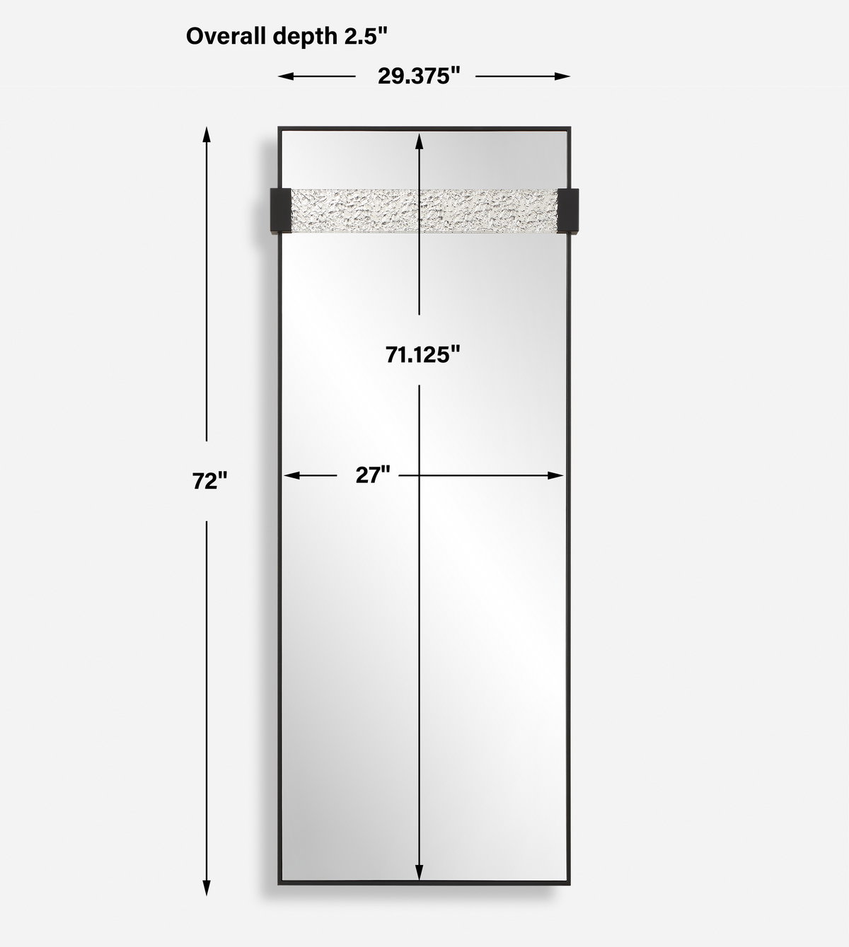 Stratton Modern Dressing Mirror, by Uttermost, 29.37" width x 72" height x 2.5" depth View 3