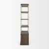 Braxton Dark Brown Wood with Antiqued Aged Brass Metal 3 Tiers 2 Door Shelving Unit thumbnail 3