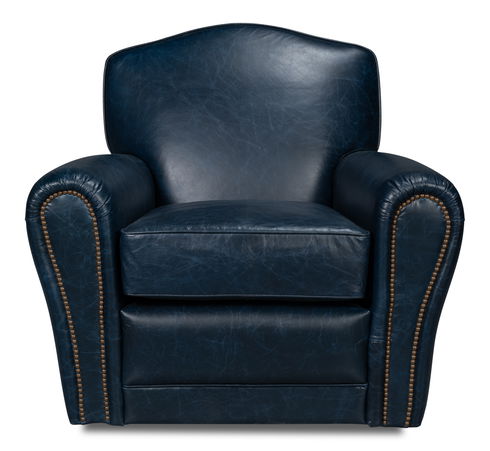 Elite French Club Swivel Chair, Blue