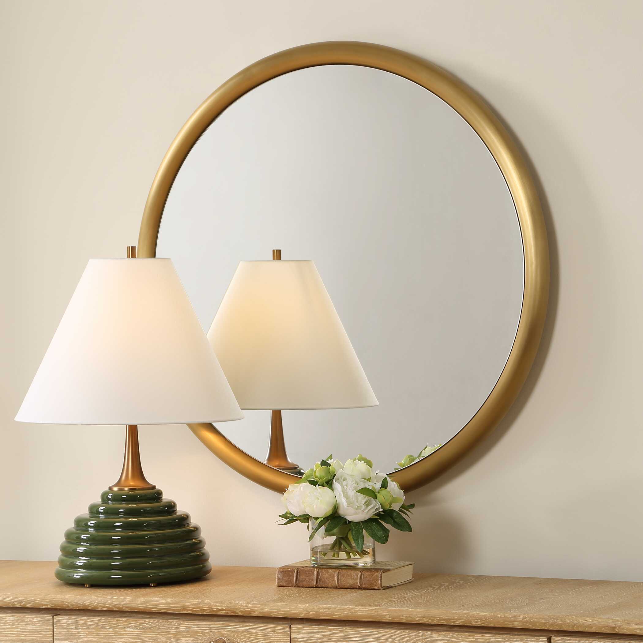 Atkinson Modern Brass Round Mirror, by Uttermost, 35" width x 35" height x 2" depth View 3