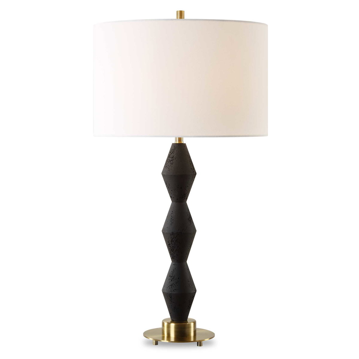 Threefold Black Stone Table Lamp, by Uttermost, 16" width x 29.75" height x 16" depth View 1