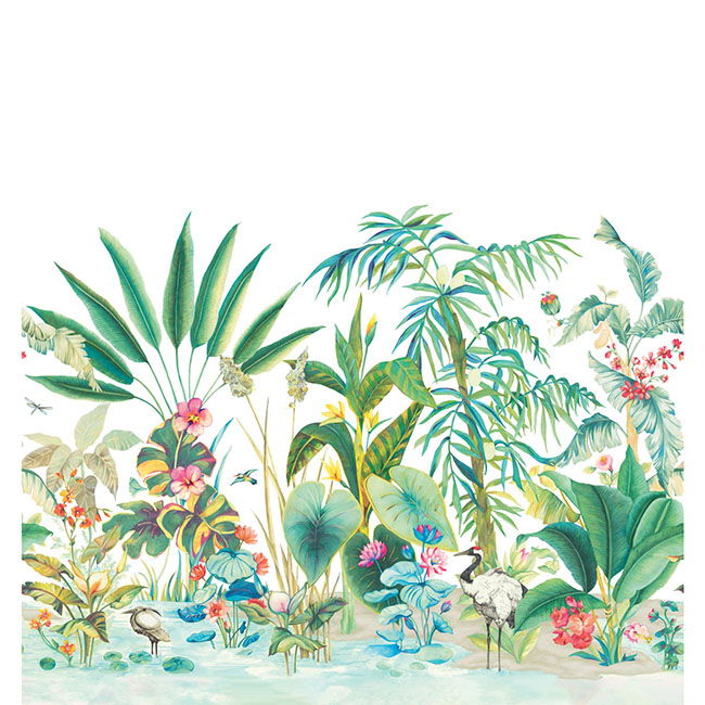 Tropical Panoramic White Wall Mural large image 