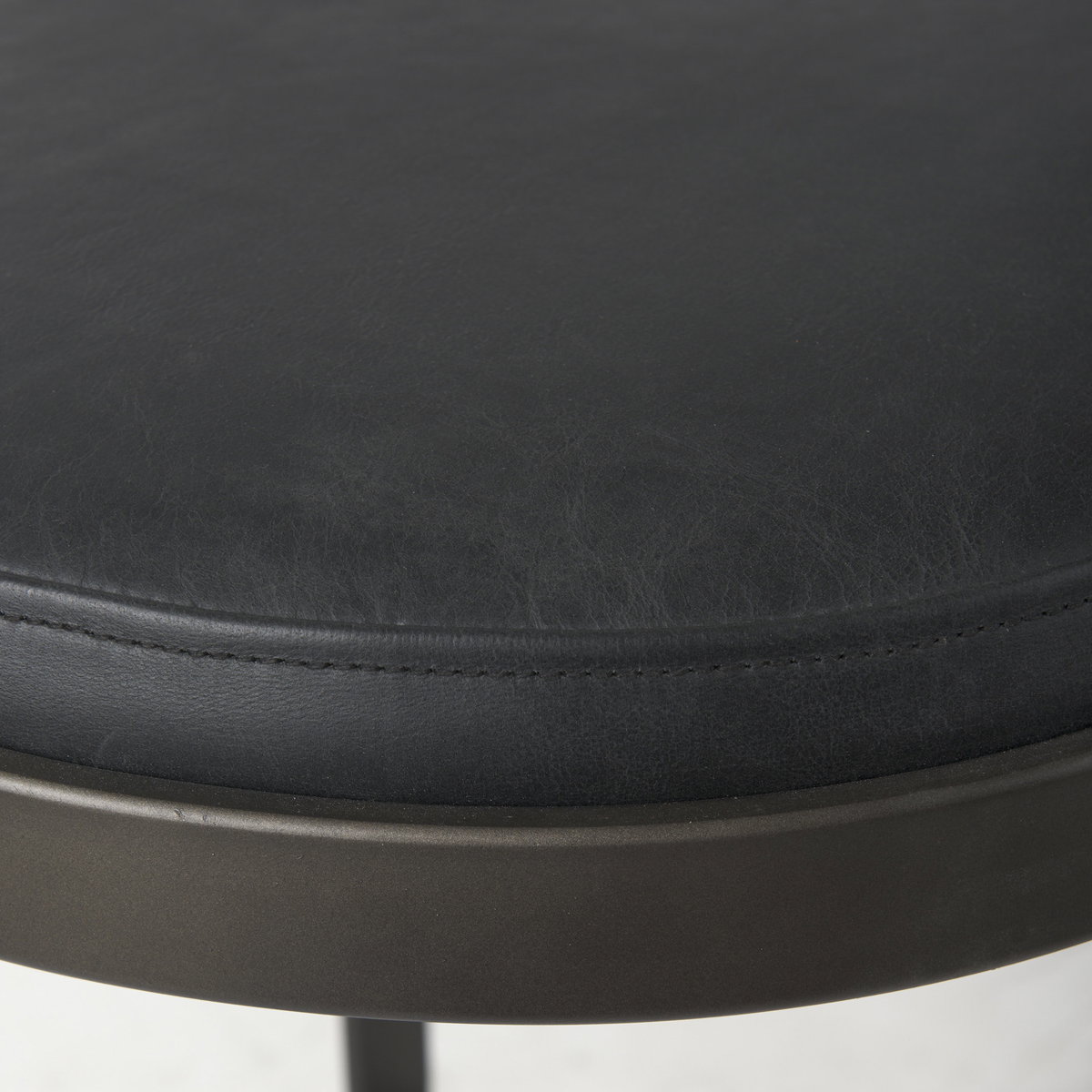 Tyson Backless 31in Seat Bar Stool | Black Leather with Black Metal, Counter & Bar Stool by Mercana, 17.25" length x 17.5" width x 31.25" height View 8