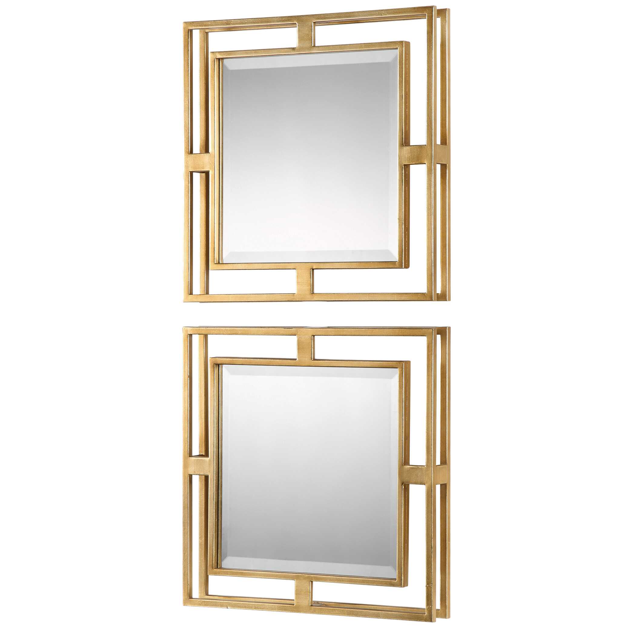 Allick Gold Square Mirrors Set/2, by Uttermost, 18" width x 18" height x 2.5" depth View 5