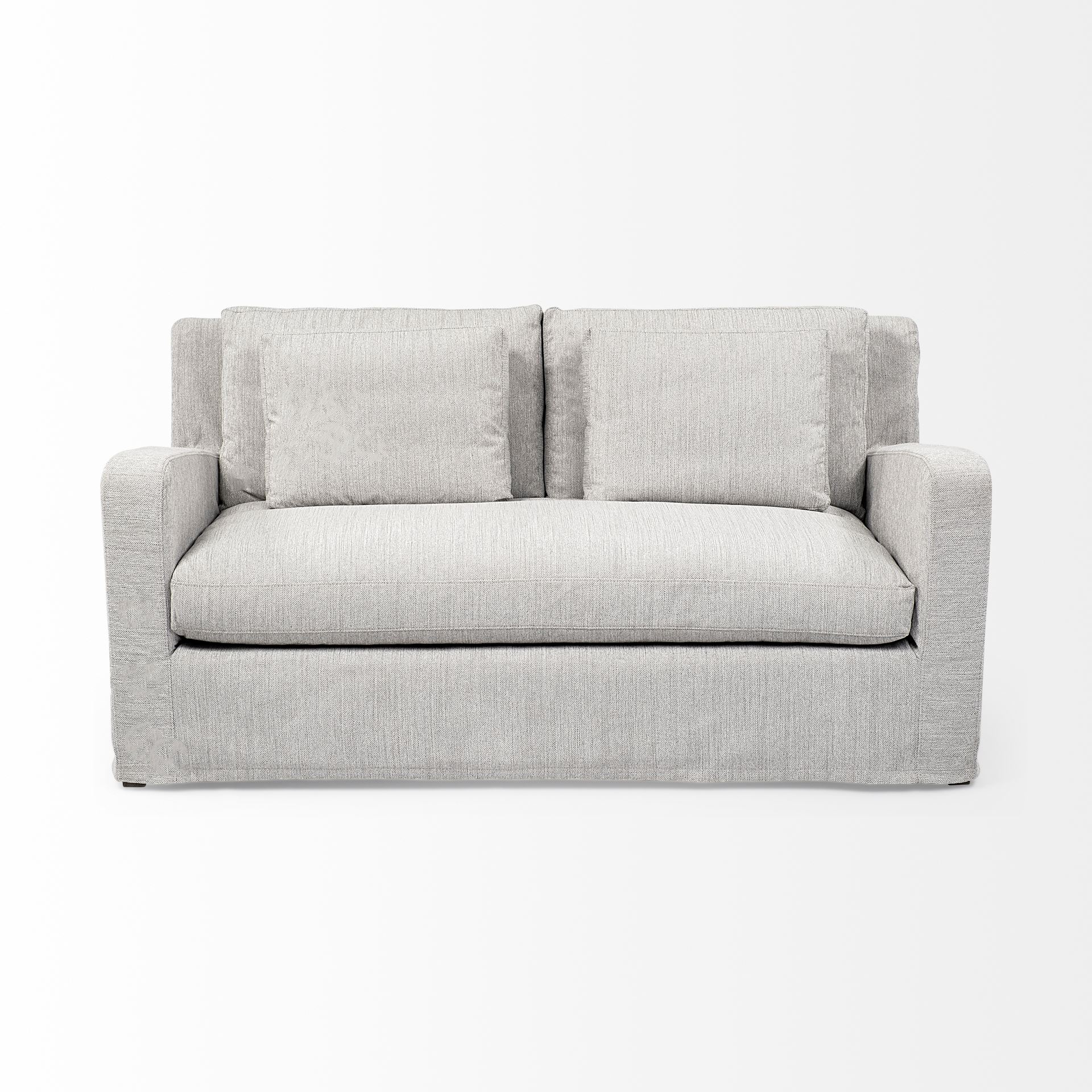 Denly I 69 X 38.25 X 34.5 Frost Gray Slipcover Two Seater Sofa, Sofas & Sectional by Mercana, 69" length x 38.25" width x 34.5" height View 5
