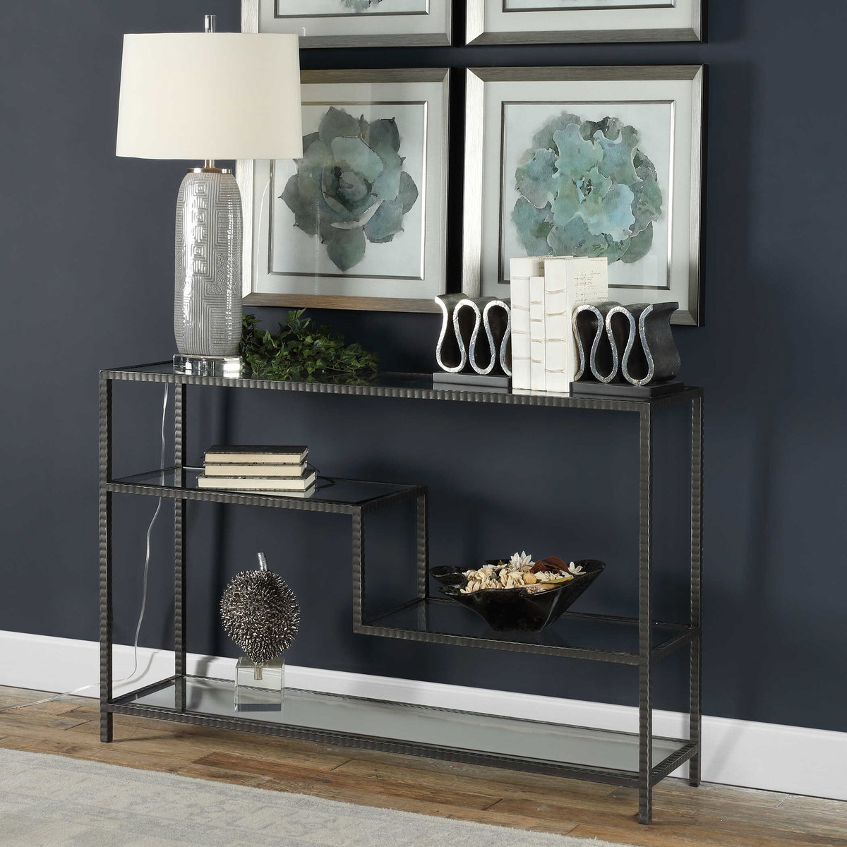 Leo Industrial Console Table, by Uttermost, 52" width x 34" height x 12.25" depth View 5
