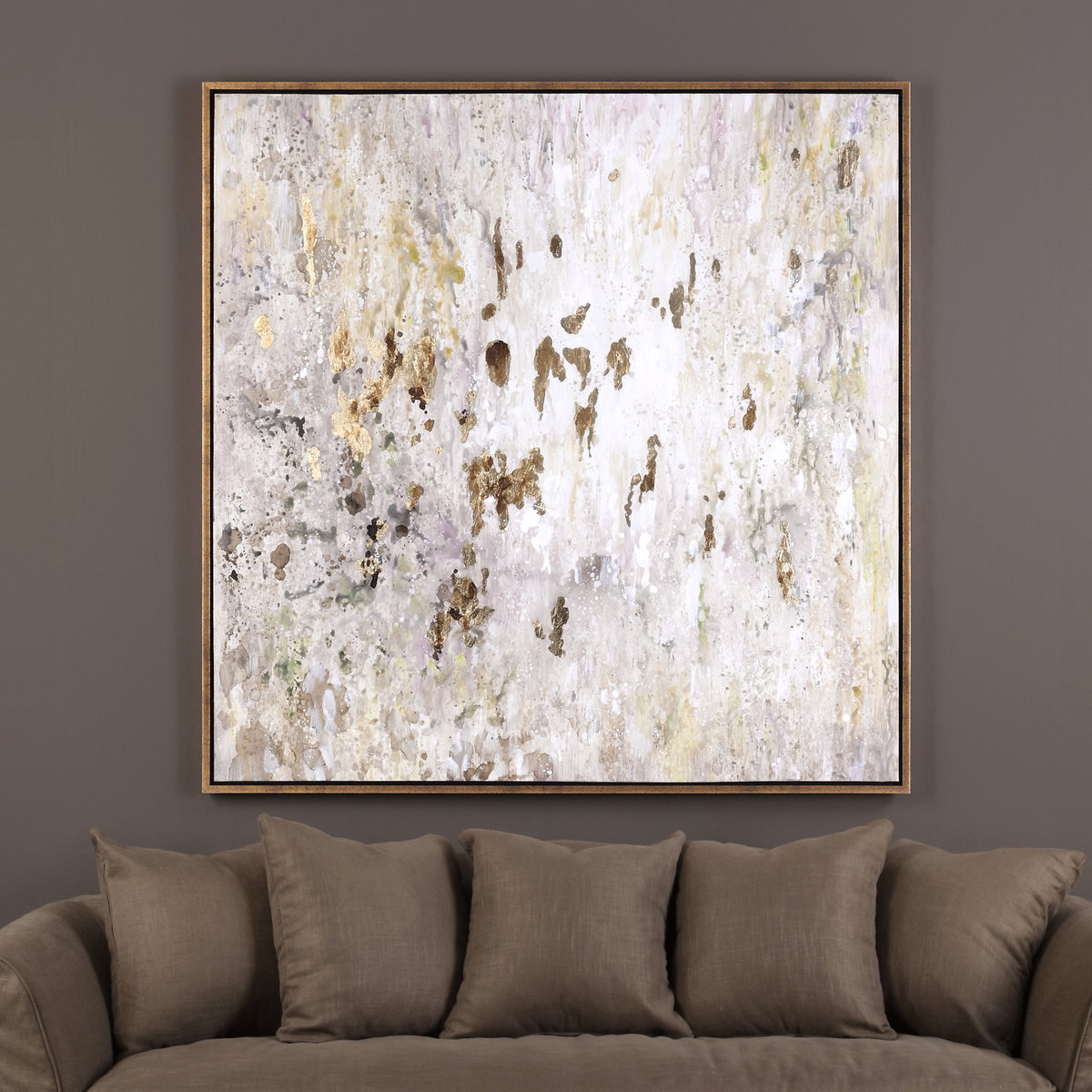 Golden Raindrops Modern Abstract Art, Painting by Uttermost, 62" width x 62" height x 1.5" depth View 5