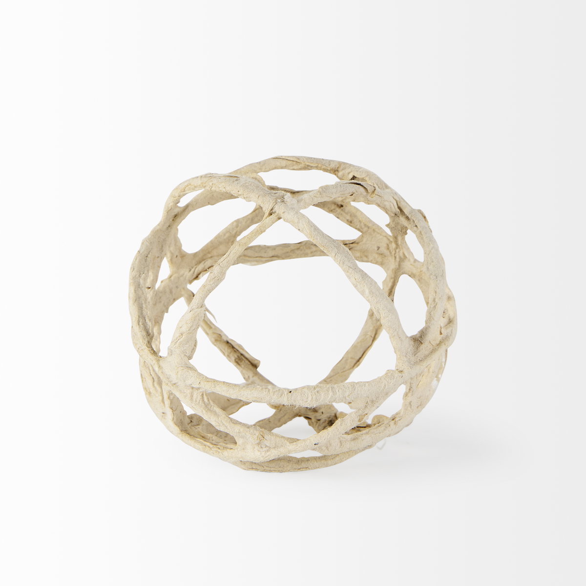 Kali  Small Beige Decorative Metal and Paper Object, Decorative Object by Mercana, 4.53" length x 4.53" width x 4.53" height View 3