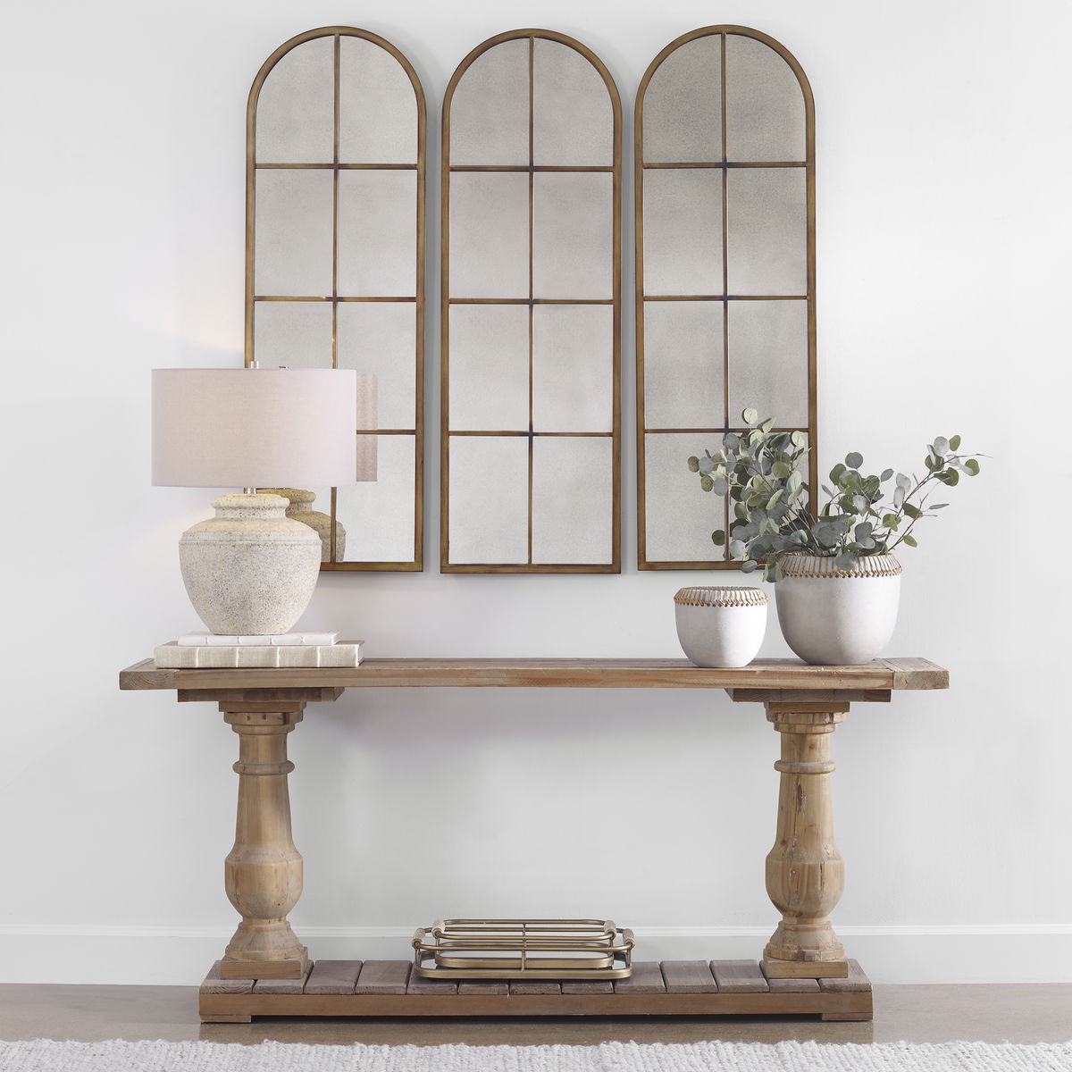 Amiel Arched Brown Mirror, by Uttermost, 16.5" width x 50" height x 1.37" depth View 2