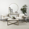Watson Cream Fabric Wrap Gold Metal Frame Accent Chair, by Mercana, 30" length x 34.25" width x 29.13" height thumbnail 3