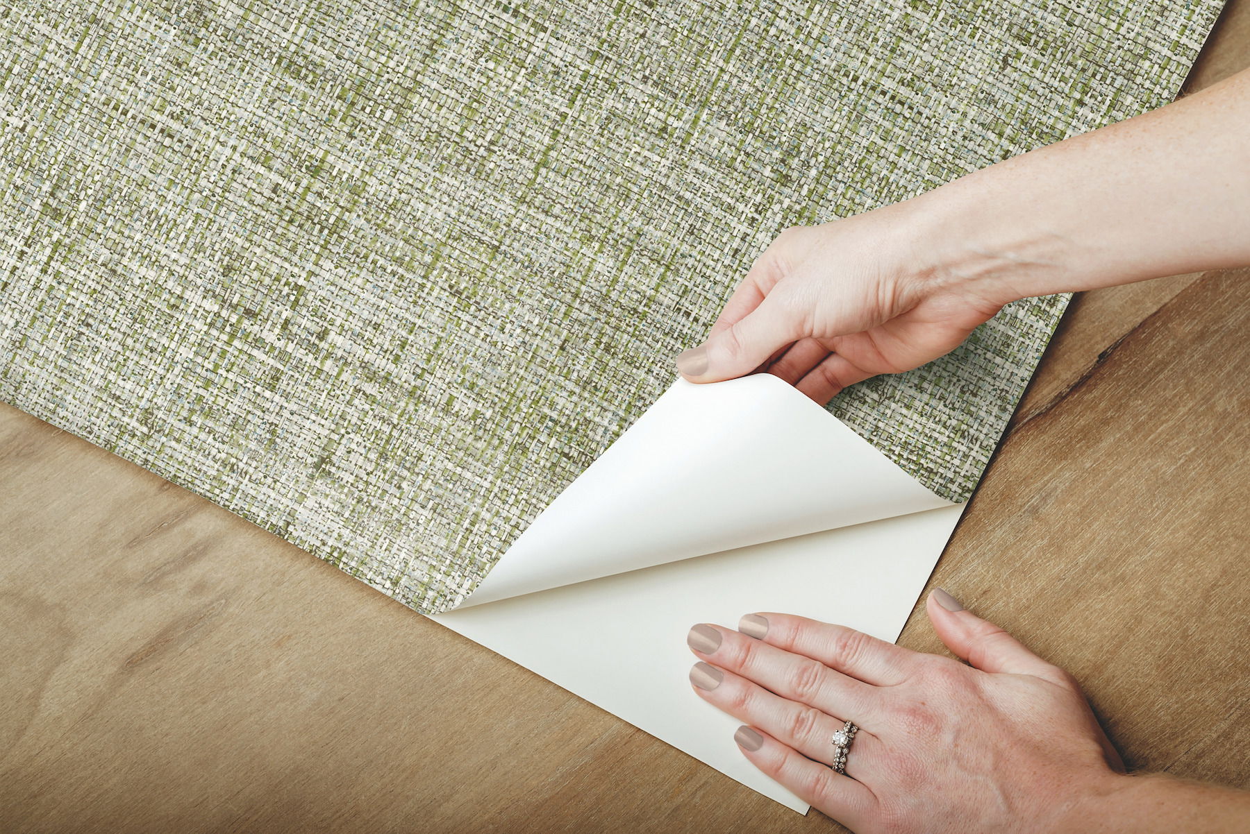 Papyrus Weave Green Peel & Stick Wallpaper large image 