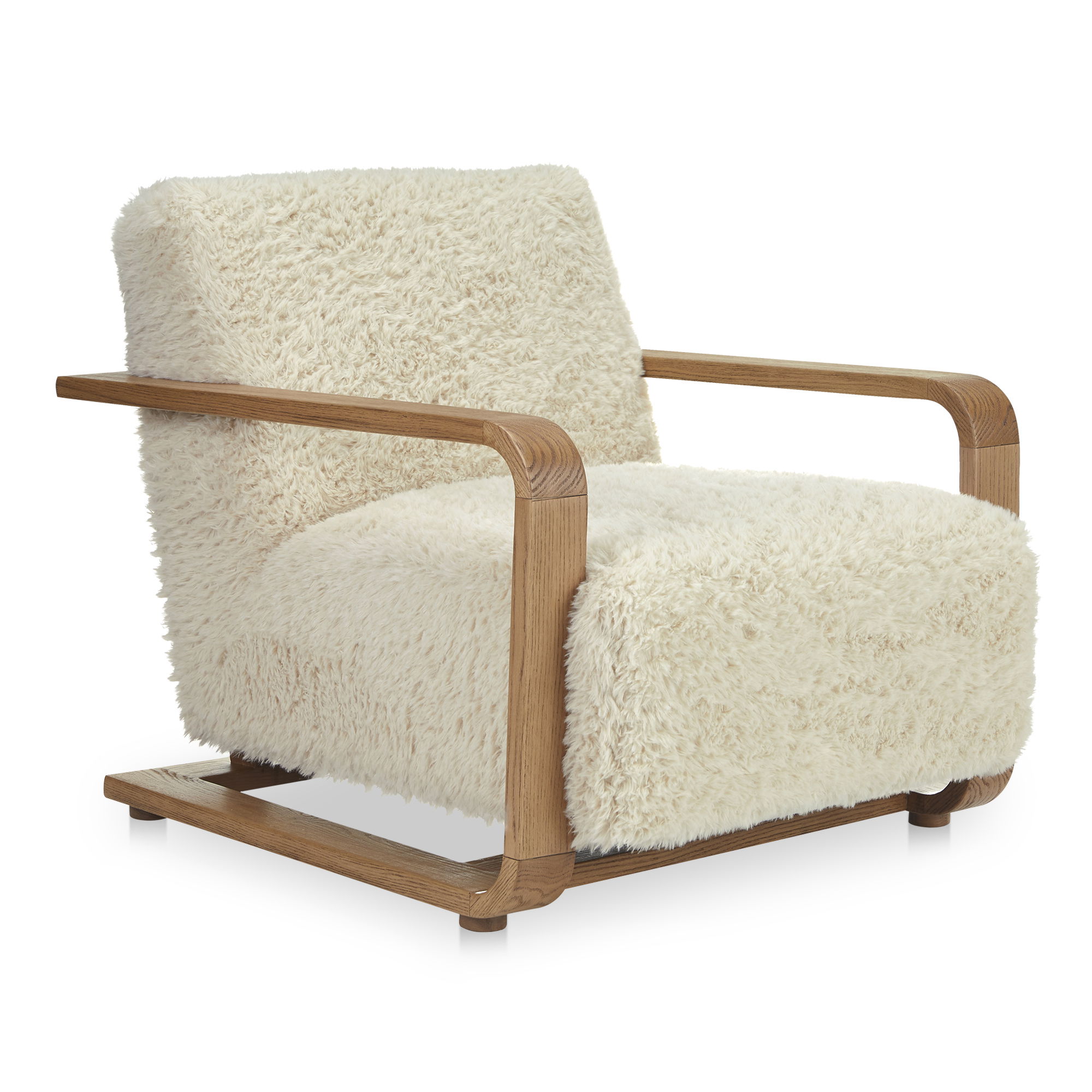 Eckersley Lounge Chair Cream Faux Fur, Accent Chair by Moe's Home, 29.5" width x 29" height x 36" depth View 2