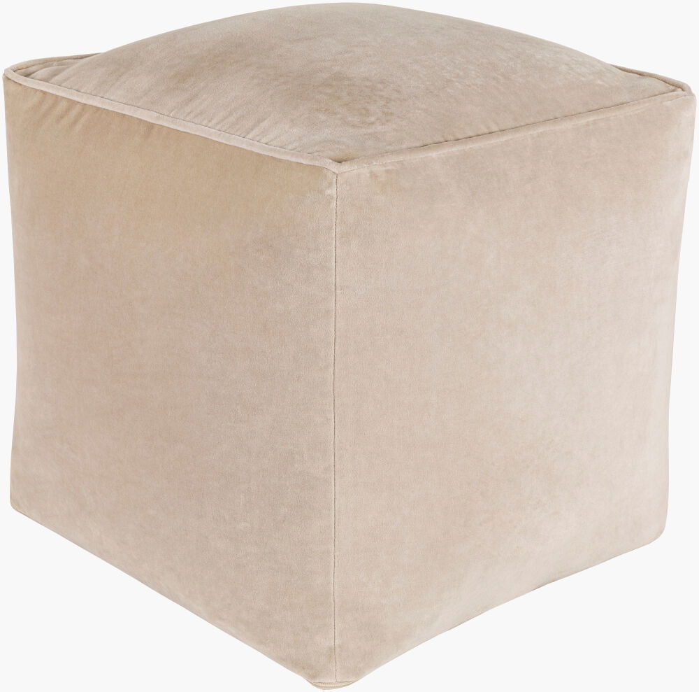 Cotton Velvet Pouf, Ottoman by Surya, 16" width x 16" height
