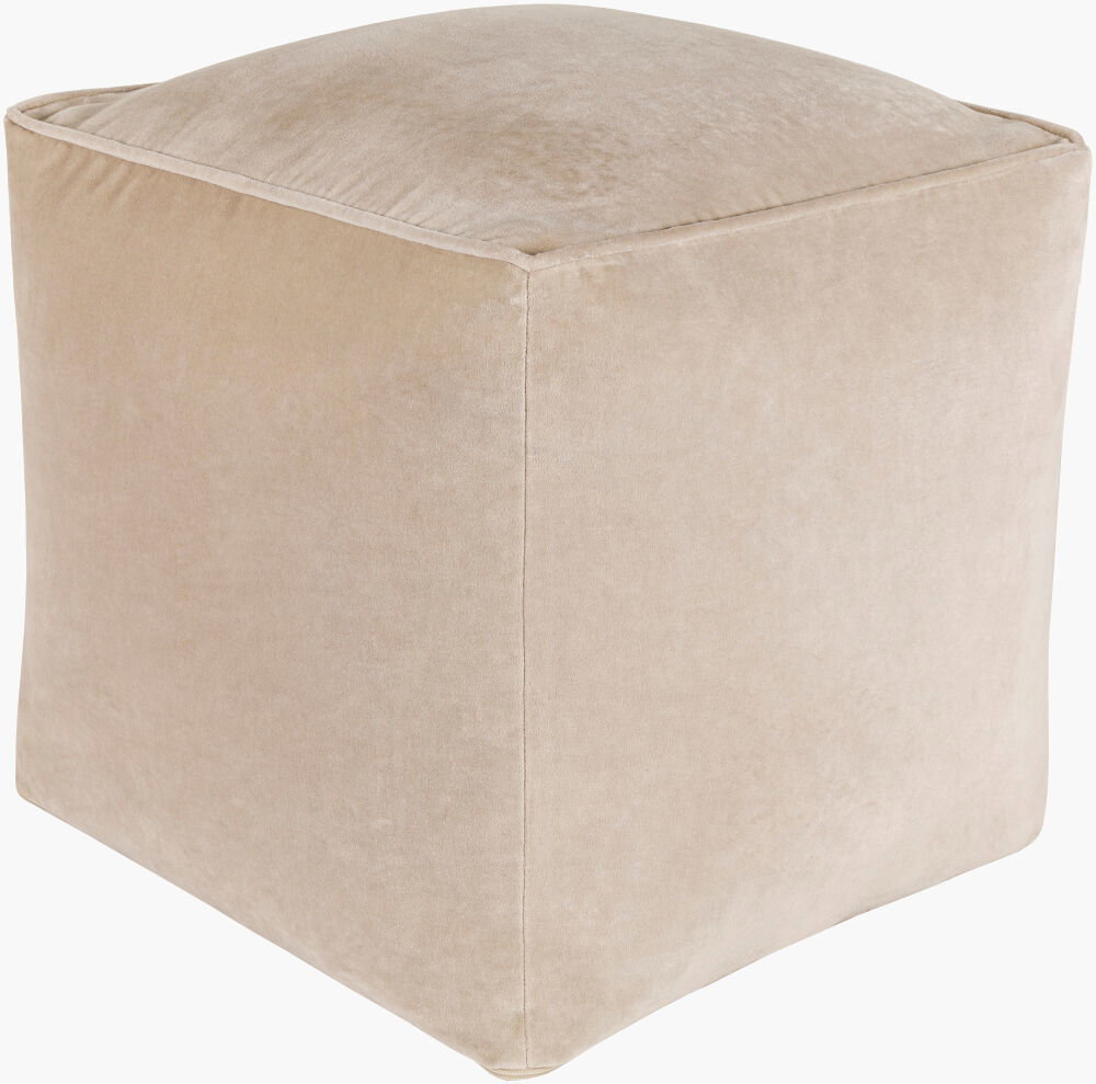 Cotton Velvet Pouf, Ottoman by Surya, 16" width x 16" height