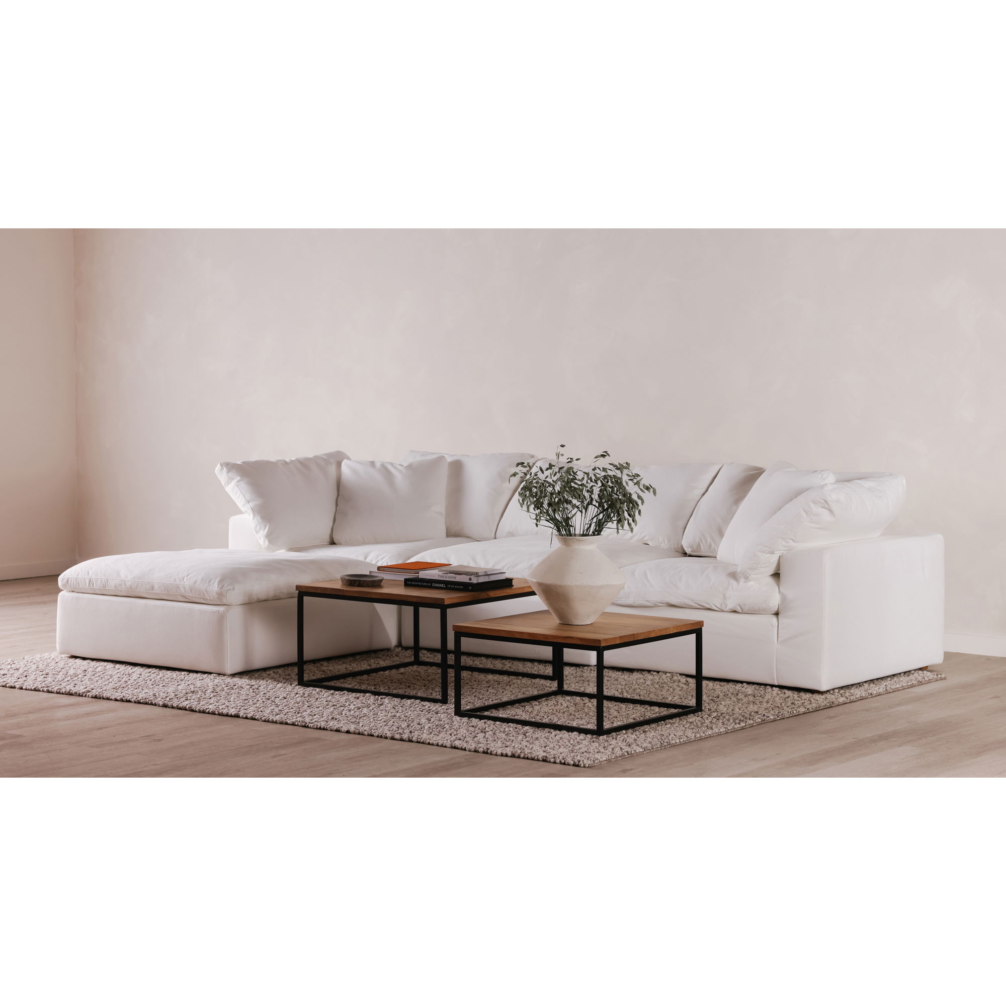 Terra Condo Lounge Modular Sectional Cream White, Sectional Sofa by Moe's Home, 114" width x 32" height x 76" depth View 5