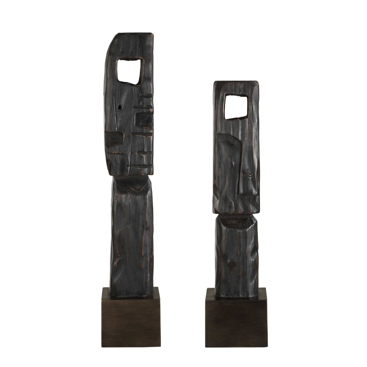 Cipher Black Wood Totems Set/2, Figurines & Statue by Uttermost, 5.12" width x 27.25" height x 4.5" depth View 4