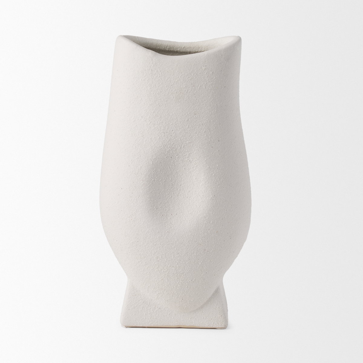 Darian Tall Textured Matte White Ceramic Vase, by Mercana, 5.71" length x 3.94" width x 11.02" height View 8