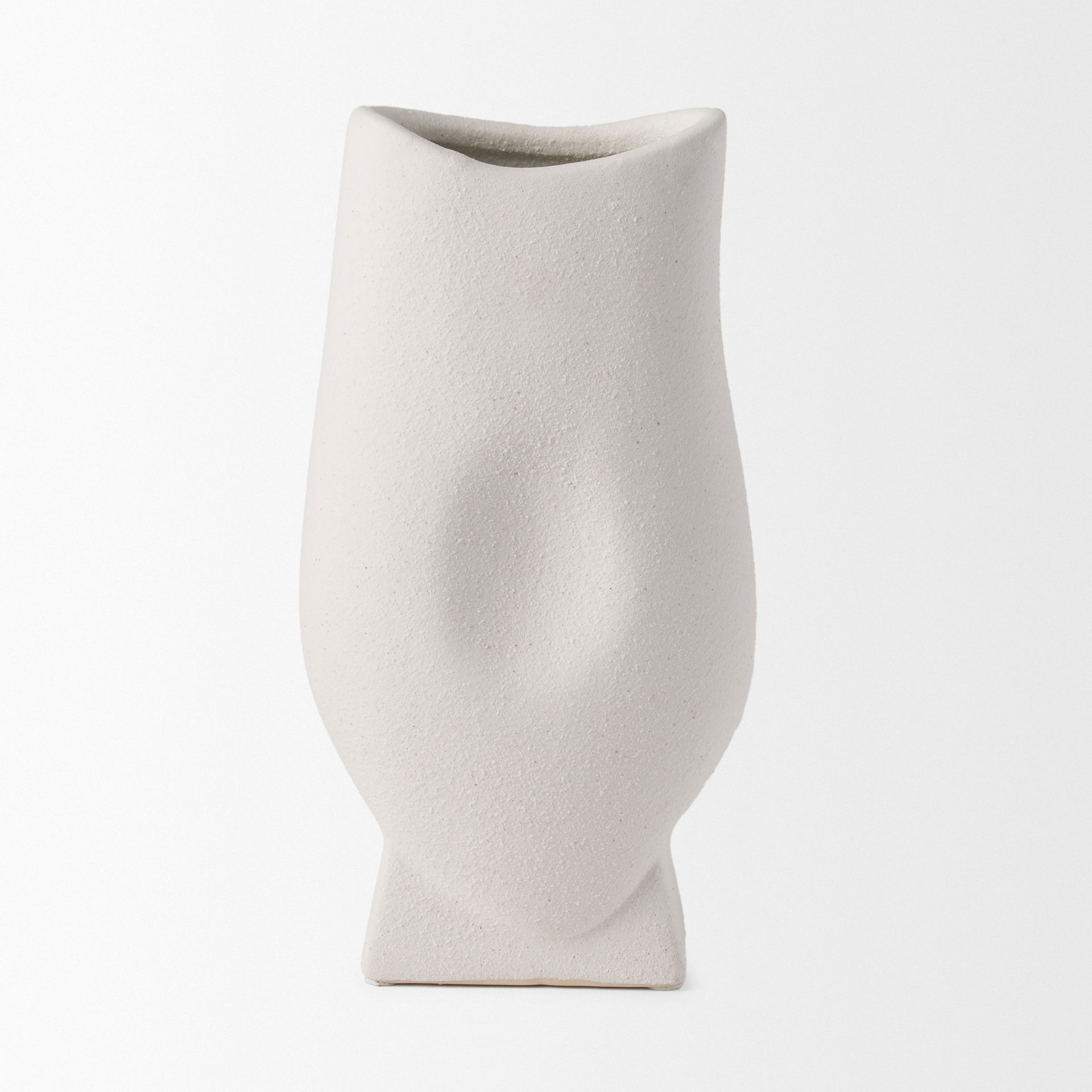 Darian Tall Textured Matte White Ceramic Vase large image 