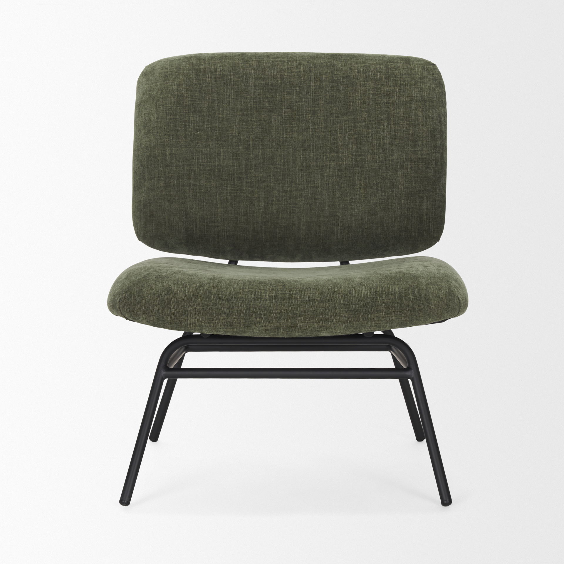 Nora Forest Green Fabric with Matte Black Metal Legs Accent Chair, by Mercana, 25" length x 30.25" width x 31" height View 5
