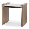 Athens Light Brown Wood with White Marble Accent Table, Side & End Table by Mercana, 23" length x 22" width x 22" height thumbnail 1