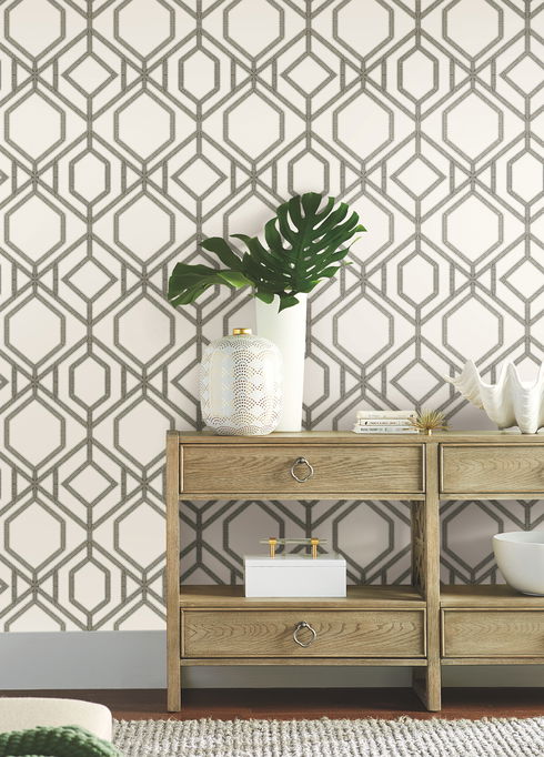 Sawgrass Trellis White & Taupe Wallpaper