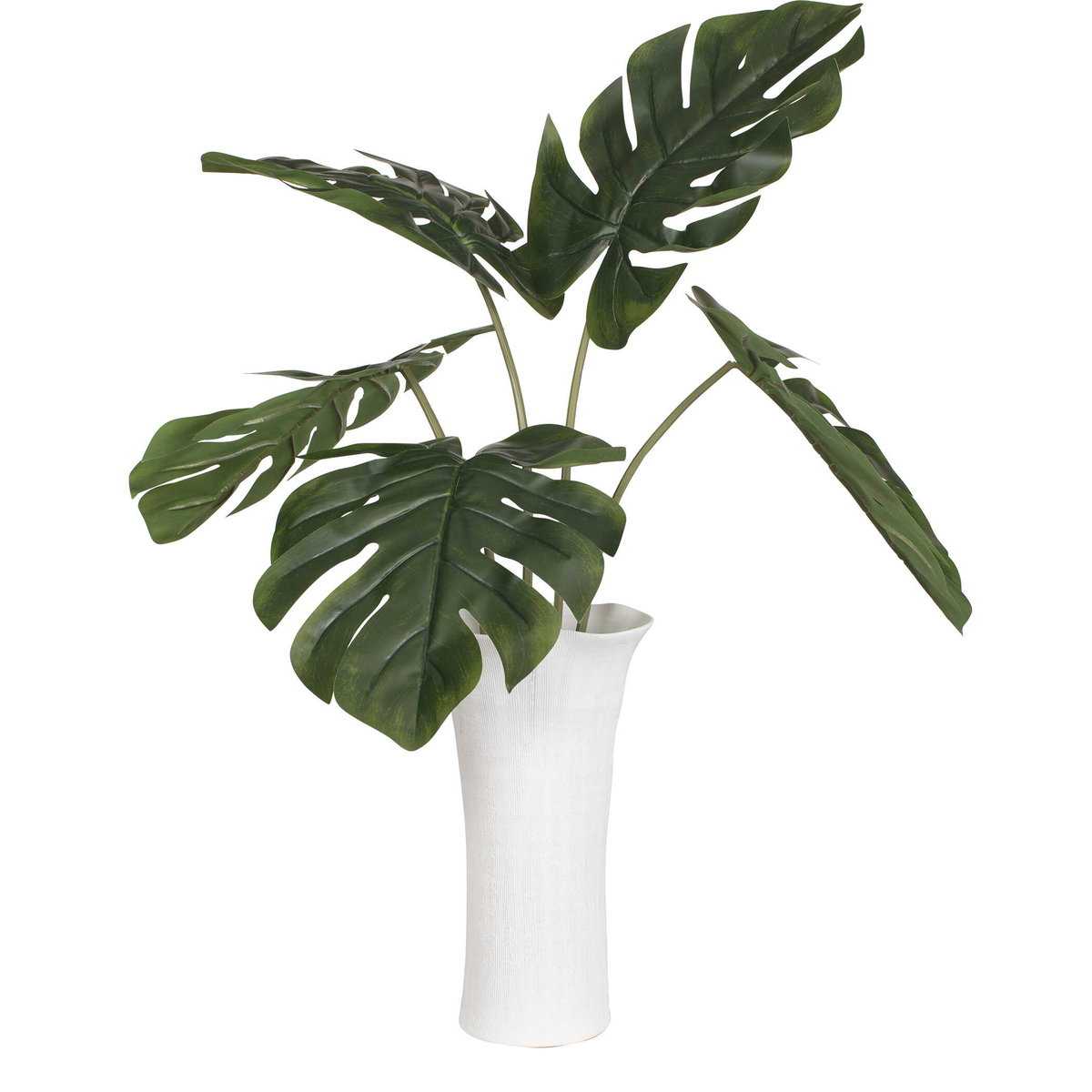 Muse Monstera White Vase Centerpiece, Artificial Plants & Flower by Uttermost, 36" width x 36" height x 36" depth View 6