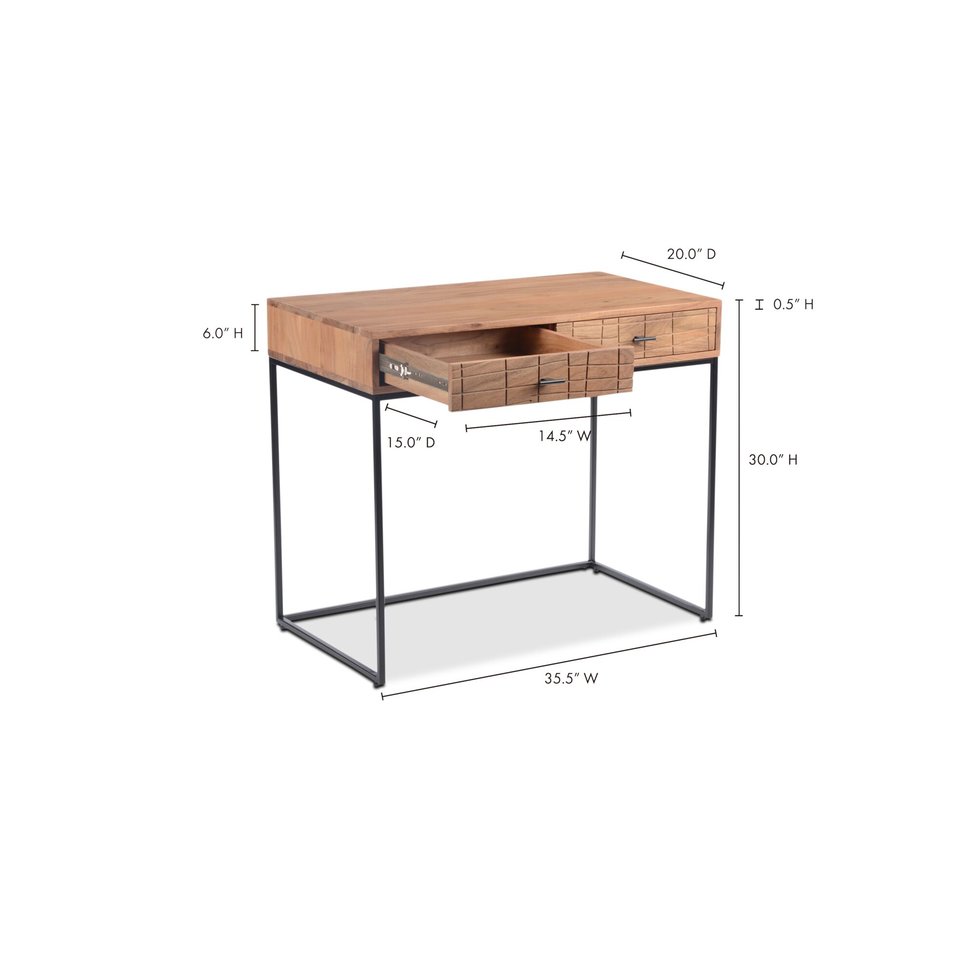 Atelier Desk Natural, by Moe's Home, 35.5" width x 30" height x 20" depth View 5