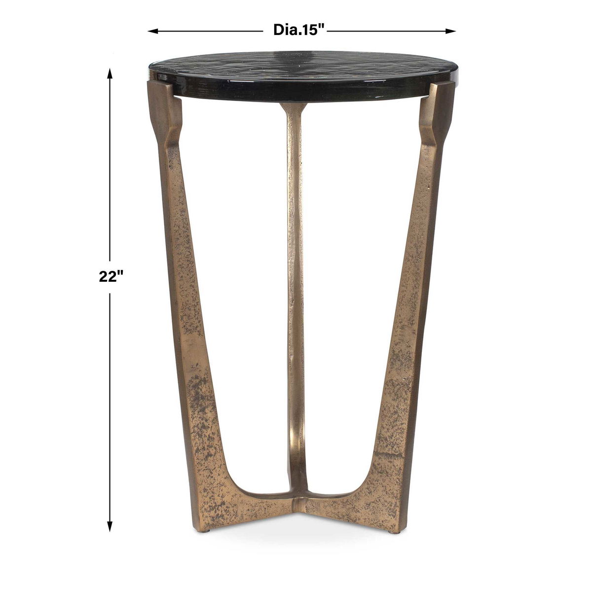 Bohdi Outdoor Brass Accent Table, Outdoor Table by Uttermost, 1'3" width x 1'10" height x 1'3" depth View 3