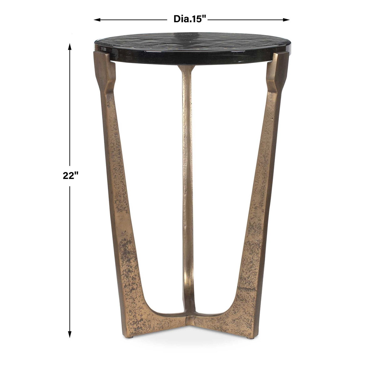 Bohdi Outdoor Brass Accent Table, Outdoor Table by Uttermost, 1'3" width x 1'10" height x 1'3" depth View 3