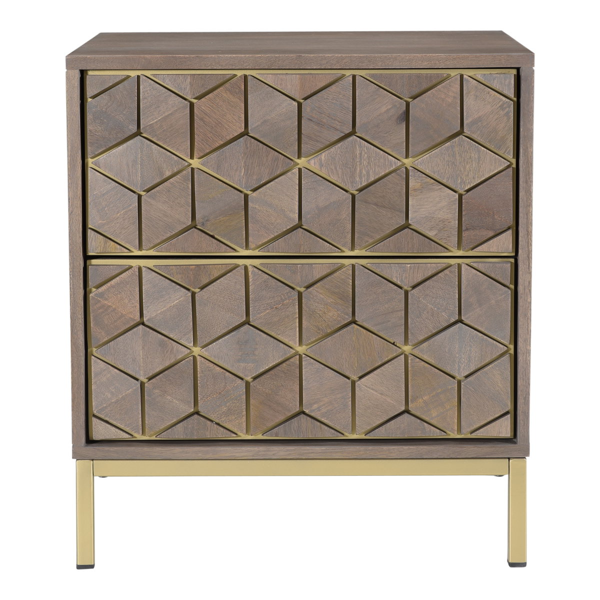 Corolla Nightstand Light Grey, by Moe's Home, 20" width x 22" height x 16" depth View 1