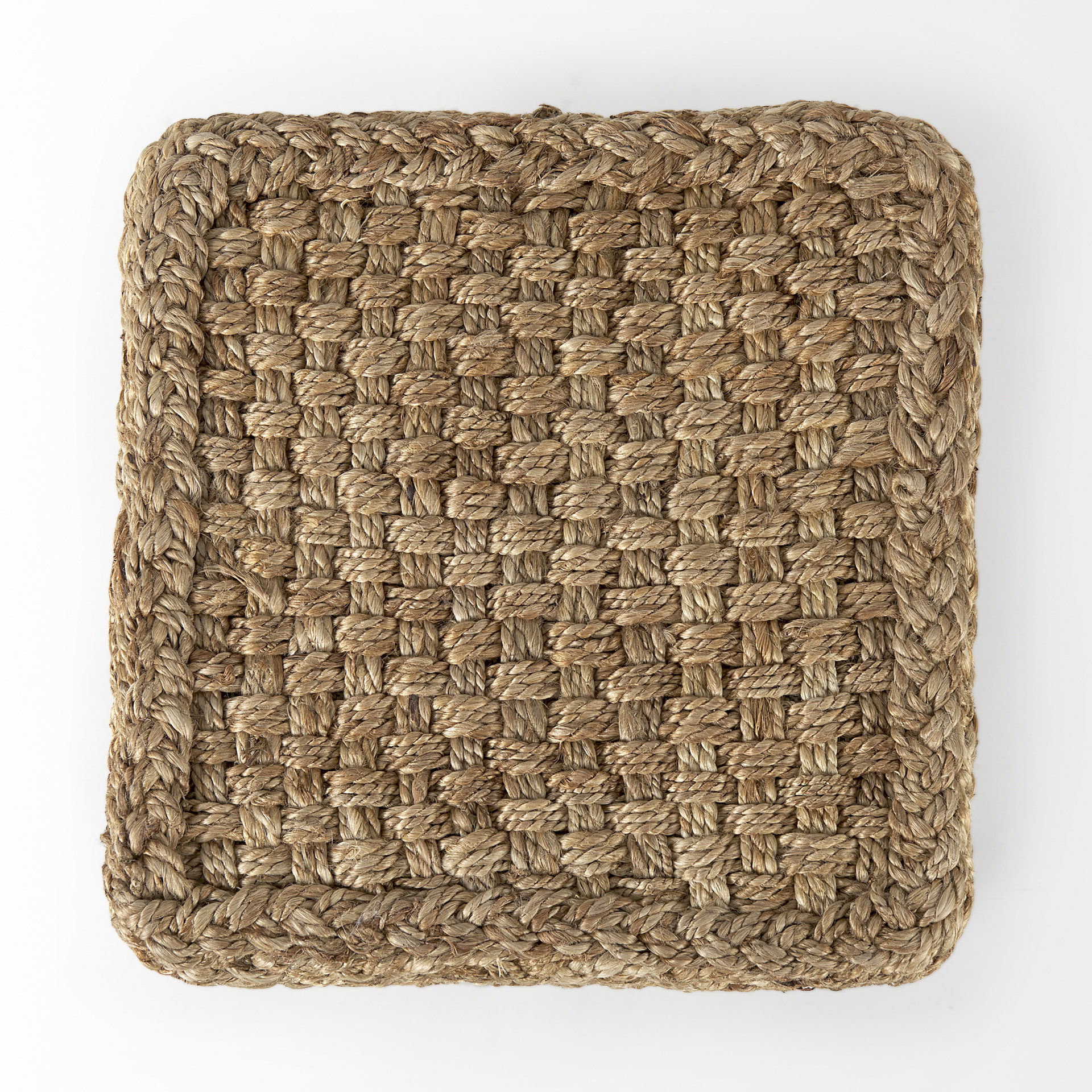 Aylin 16.5' Square Brown Jute Pouf, Ottoman by Mercana, 16.5" length x 16.5" width x 17.75" height View 5