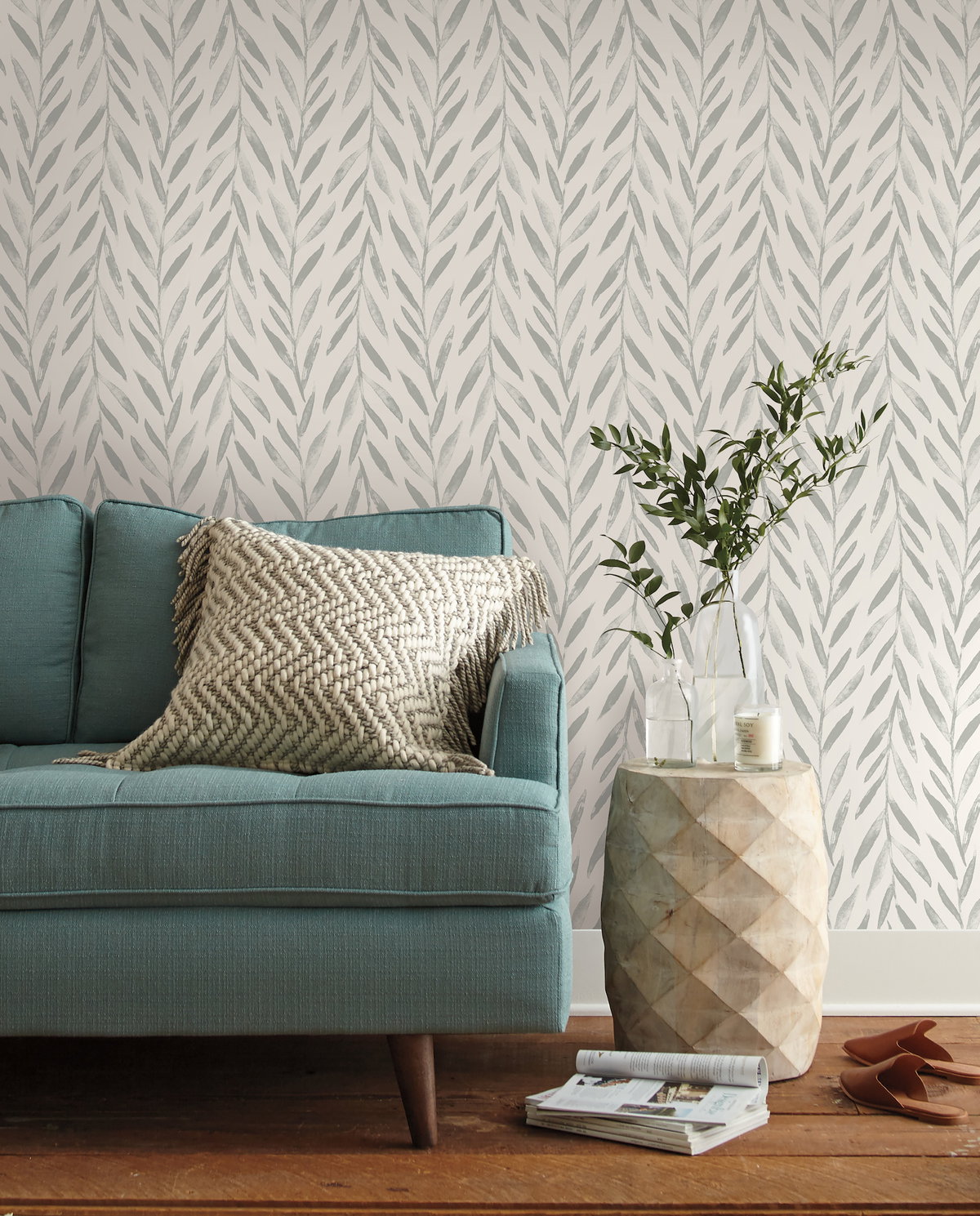 Magnolia Home Willow Grey Peel & Stick Wallpaper, by York Wall, 20' length x 1'8.5" width x 0.02" depth View 2