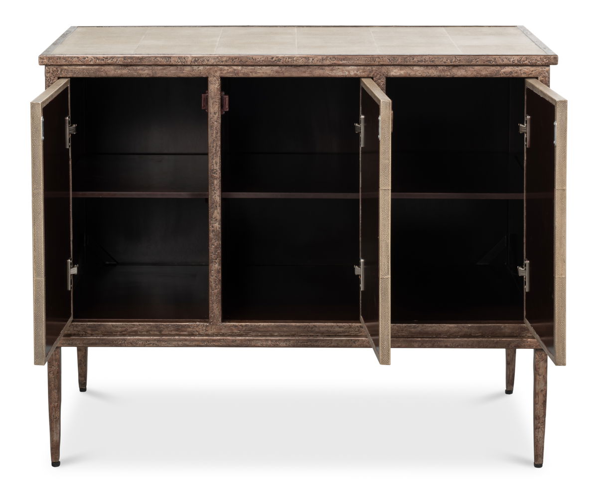 Roland Sideboard Shagreen Charcoal Grey, by Sarreid, 1'8" length x 3'4" width x 2'8" height View 9
