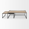 Miles Black Metal with Light Wood Nesting Coffee Table, by Mercana, 48" length x 48" width x 15" height thumbnail 5