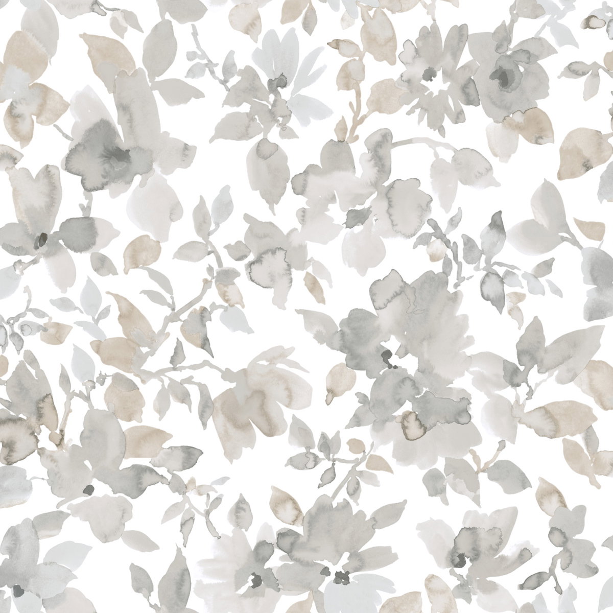 Watercolor Floral Tan Peel & Stick Wallpaper, by York Wall, 16'6" length x 1'8.5" width x 0.02" depth