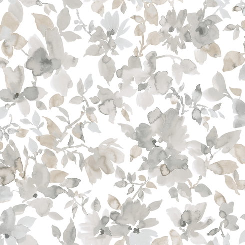 Watercolor Floral Tan Peel & Stick Wallpaper