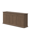 Braxton Dark Brown Solid Wood with Antiqued Aged Brass Knobs 3 Drawer 6 Door Sideboard thumbnail 0