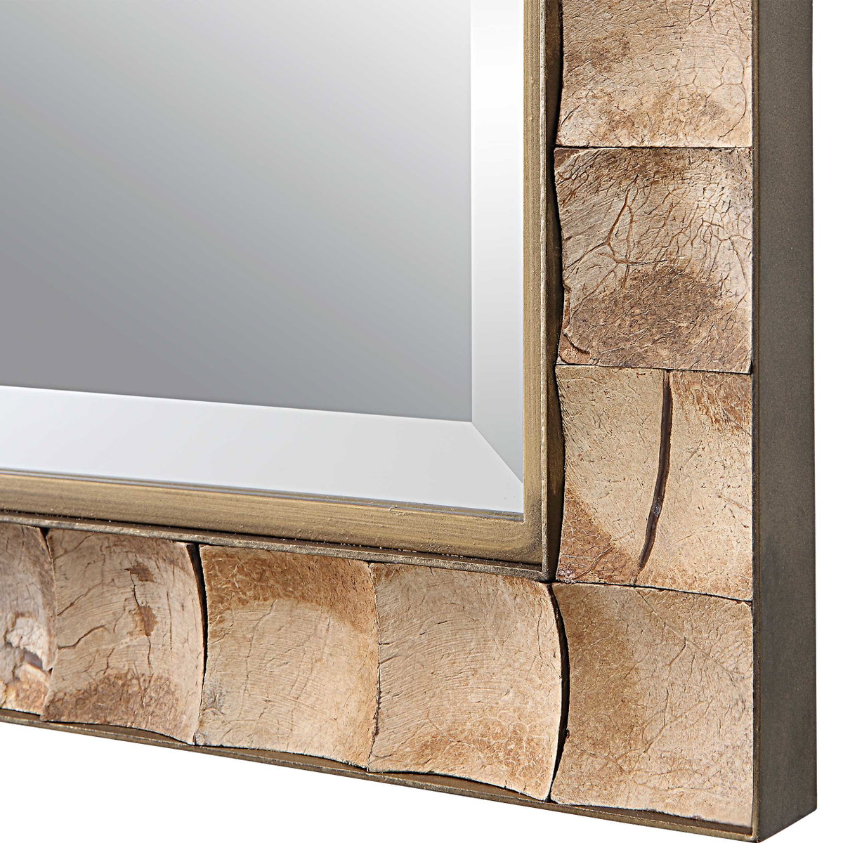 Cocos Coconut Shell Mirror, by Uttermost, 2'3.62" width x 3'3.5" height x 1.12" depth View 6